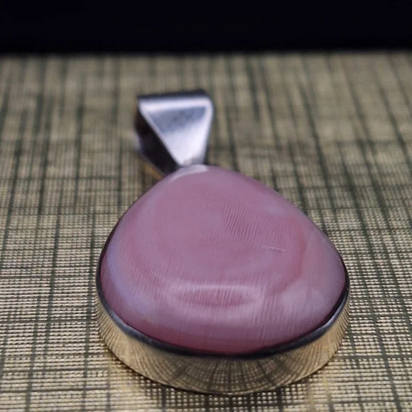 Pink Opal & Sterling Teardrop Pendant-  Chain For Display Only - Picture 7 of 11